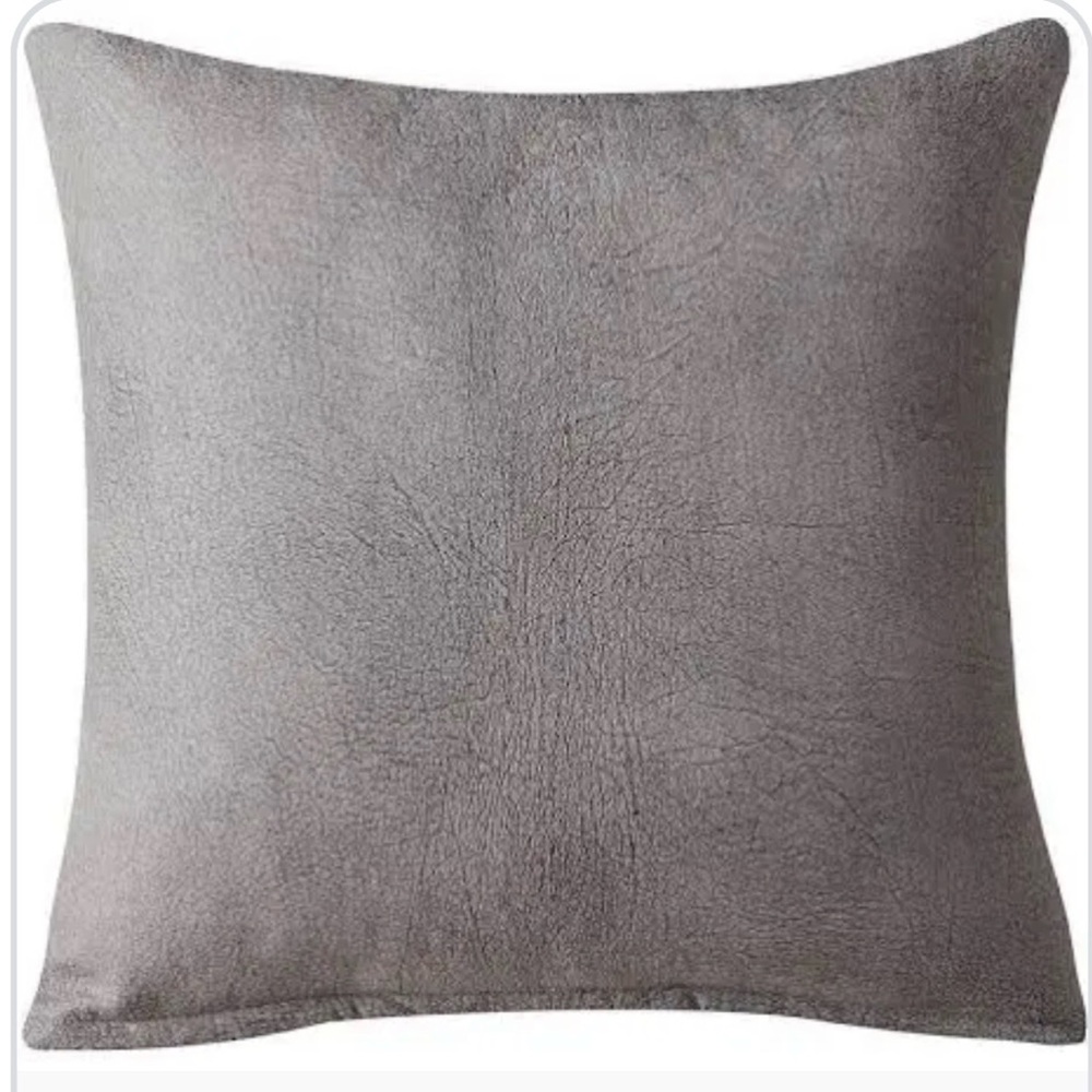 NWT Elegant Gray faux leather pillow cover